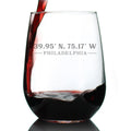Philadelphia Coordinates - 17 Ounce Stemless Wine Glass