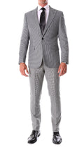 Stanford Men's Black & White Houndstooth Suit — Slim Fit 2 Piece Peak Lapel