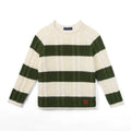 Forest Striped Cable Knit Roll neck Sweater