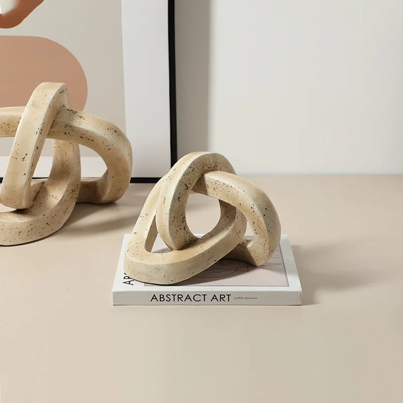 DecorBites™ Geometric Interlocking Loop Knot Resin Art Ring Figurine
