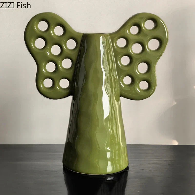 DecorBites™ Elephant Ceramic Vase with Artificial Flowers for Home Decor