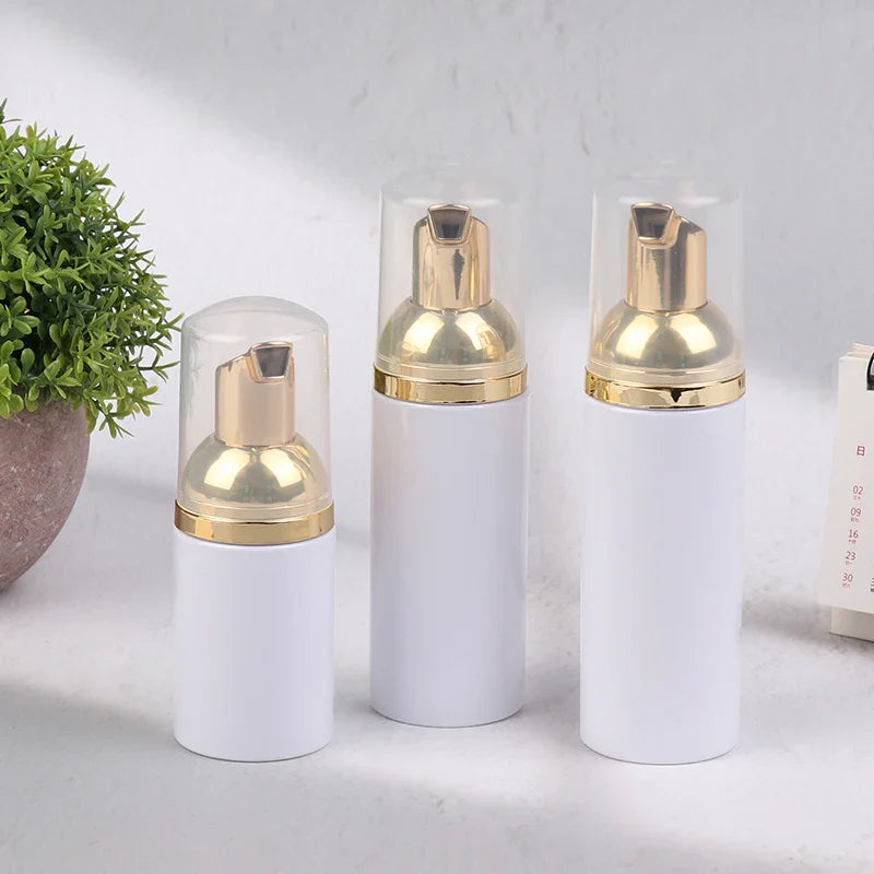 30/50/60ml White Gold Foamer Pump Bottle | Refillable Empty Foaming Soap Dispenser