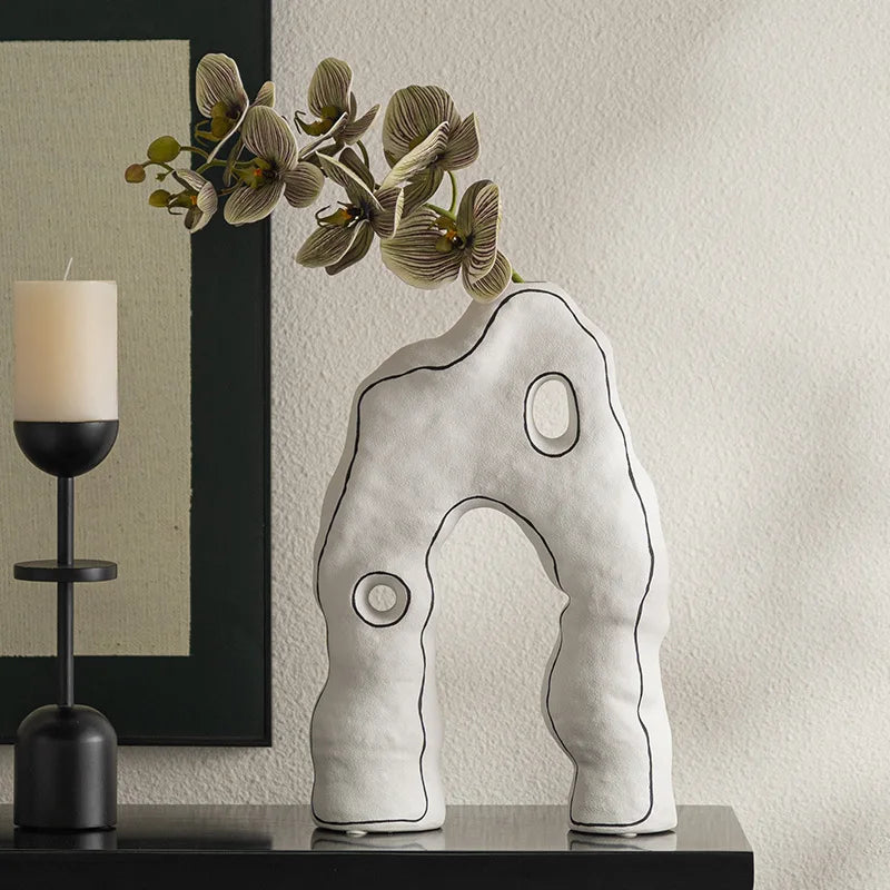 DecorBites™ Geometric Ceramic Vase - Abstract Ornaments, Home Decor