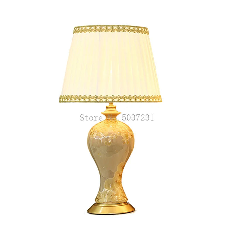 DecorBites™ Country Ceramic Table Lamp for Eye Protection, Bedroom Decor & Study