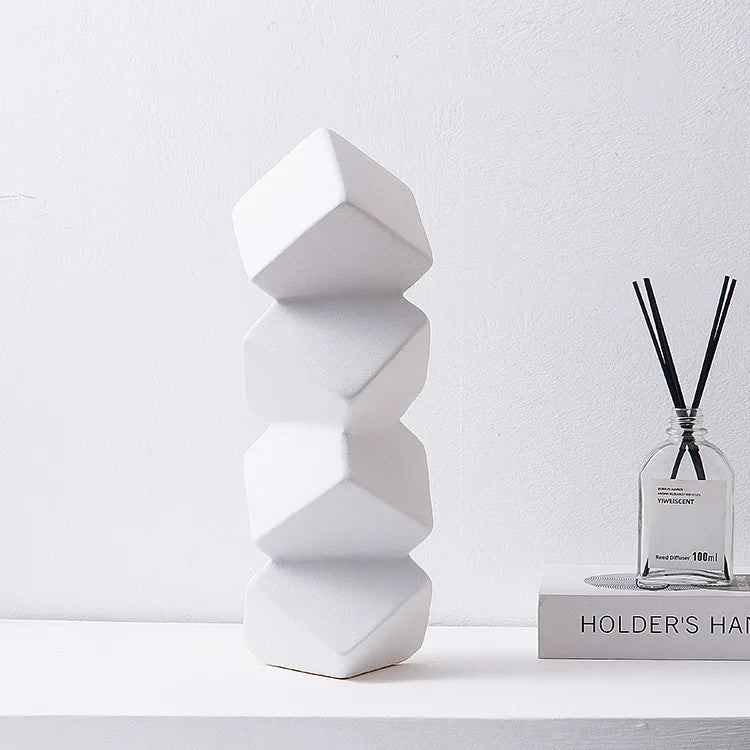 DecorBites™ Geometric Square Sculpture Stack Figurine Home Decoration Accessory