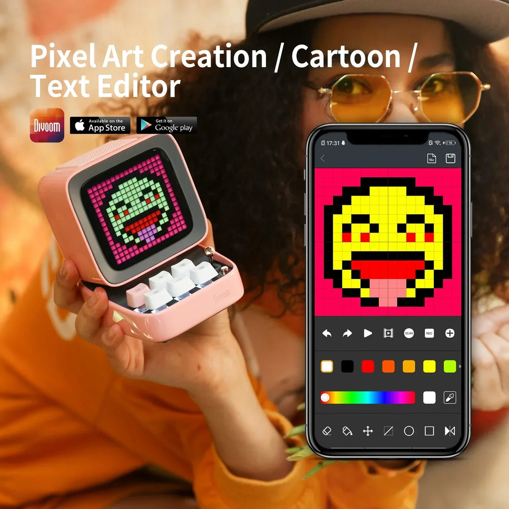 DecorBites™ Ditoo-Pro Retro Pixel Mini Speaker Pink
