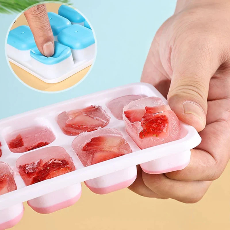 14 Grid Square Ice Cube Tray with Lid | Silicone Mold for Easy Release