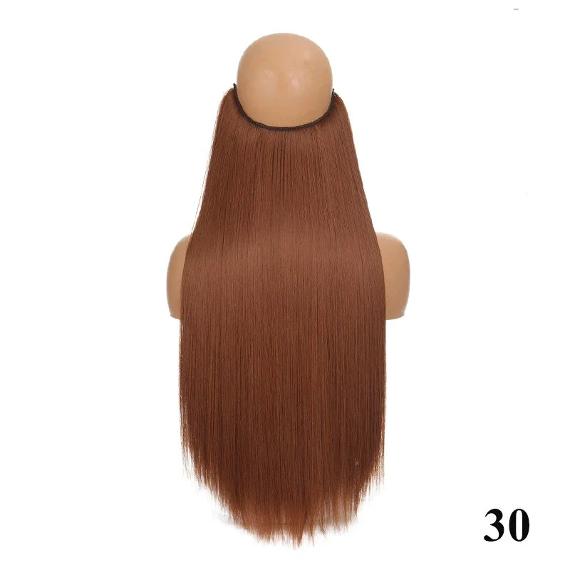 Fish line hair extension piece | 40cm 50cm 60cm straight and curly daily wear for women