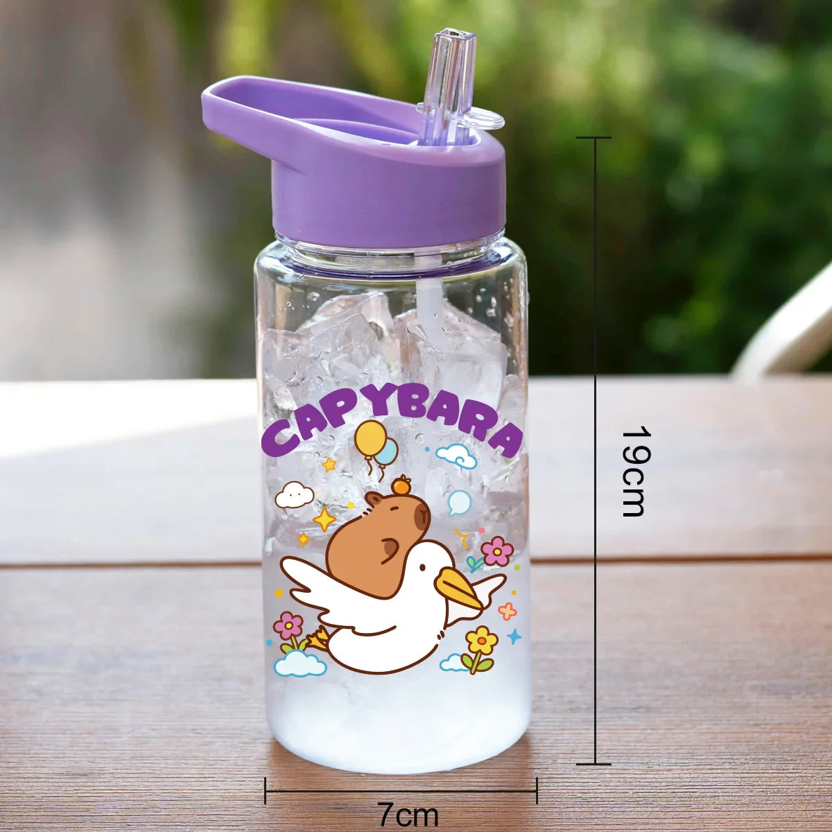 1 Piece 500ml (17 fl oz) Capybara Printed Straw Cup | Summer Water Bottle