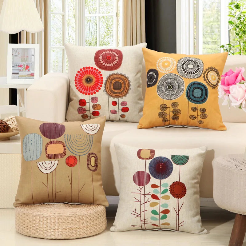 DecorBites™ Abstract Tree Flower Pattern Pillow Cover for Home Decor