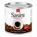 Sasini 100g Kenyan instant coffee in a classic metal tin featuring Pure Aromatic Coffee, roasted coffee beans, black coffee cup, silver lid and Sasini ESTD 1962 branding from World Safari Shops
