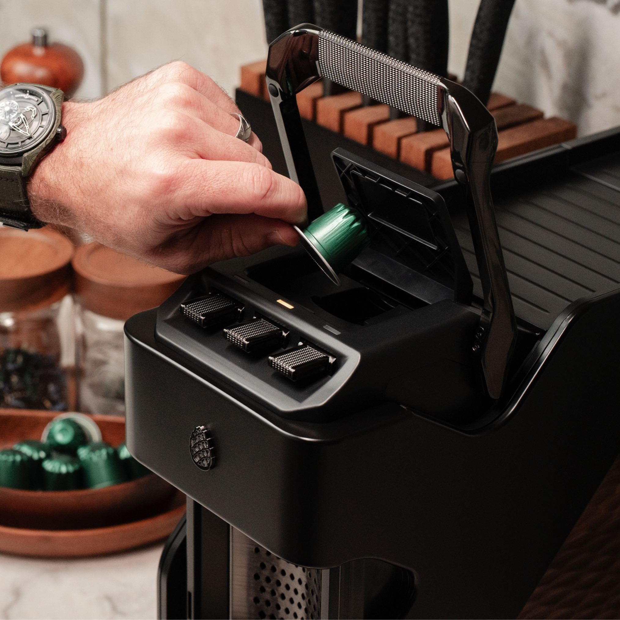 Line1 Espresso and Coffee Machine: Satin Black & Onyx
