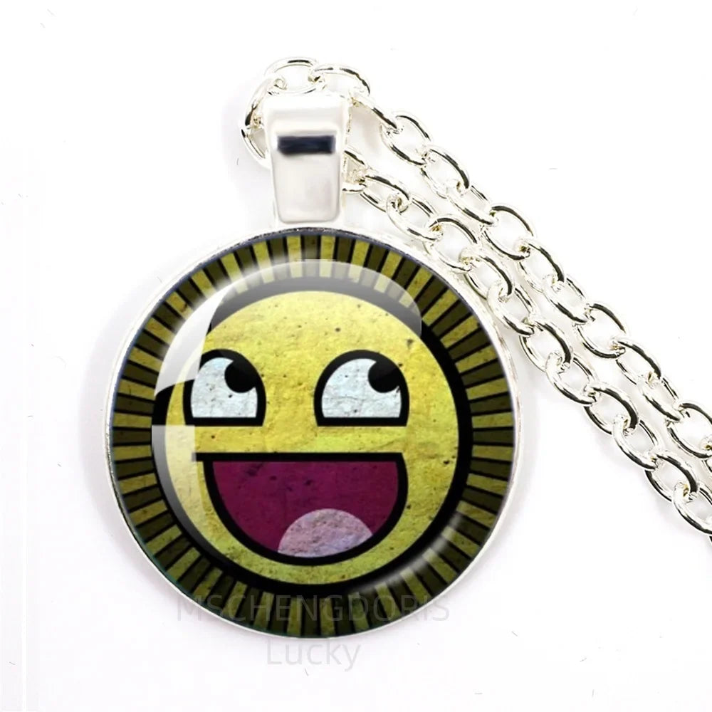 Funny Meme Cartoon Glass Pendant Necklace | Unisex Party Jewelry Gift