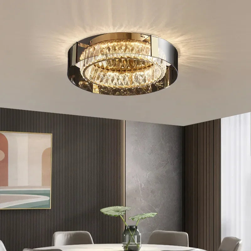 DecorBites™ Elegant Crystal LED Dimmable Ceiling Lamp Glass Luminarias Lighting