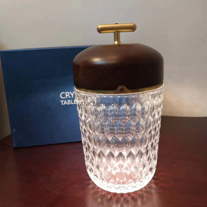 DecorBites™ Diamond Crystal Table Lamp: Magnetic Charging, Touch Control, LED Night Light