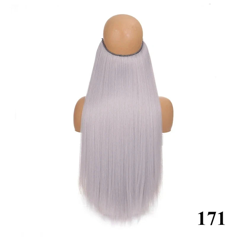 Fish line hair extension piece | 40cm 50cm 60cm straight and curly daily wear for women