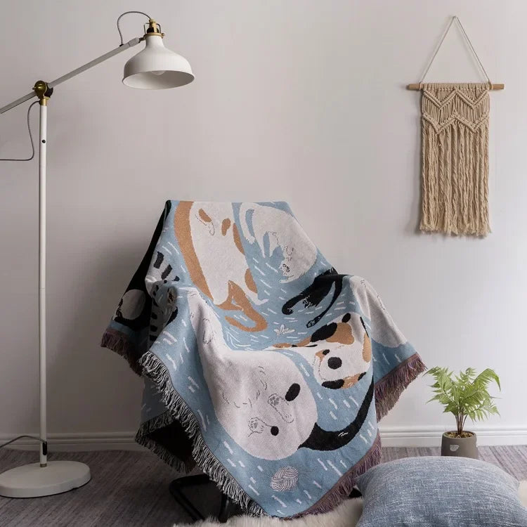 DecorBites™ Halloween Style Tassel Throw Blanket
