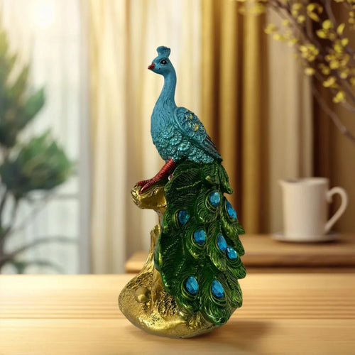 1 Piece of Artistic Peacock Resin Craft Sculpture Ornament, Feng Shui Home Decoration, Luxurious Decoration for Living Room, Foyer, and Wine Cabinet