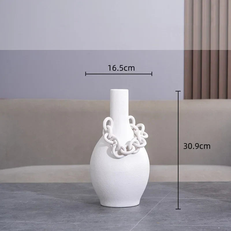 DecorBites™ Geometric Chain Porcelain Vase - Stylish Room Decor & Flower Vase
