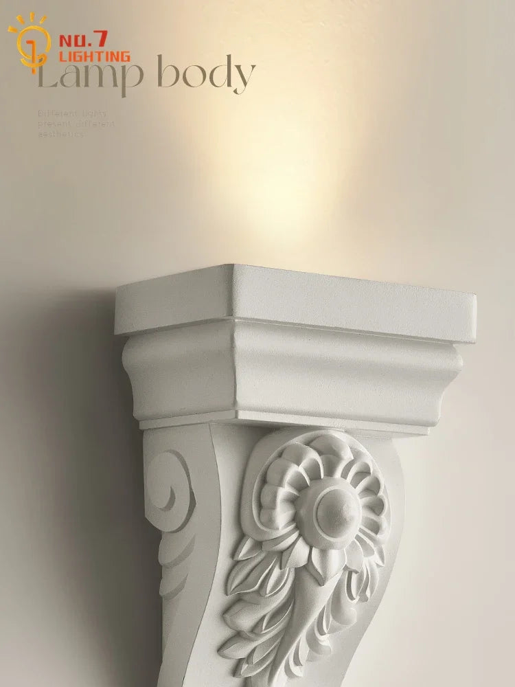 DecorBites™ Cream Resin Wall Lamp LED E27 for Classical Living Spaces