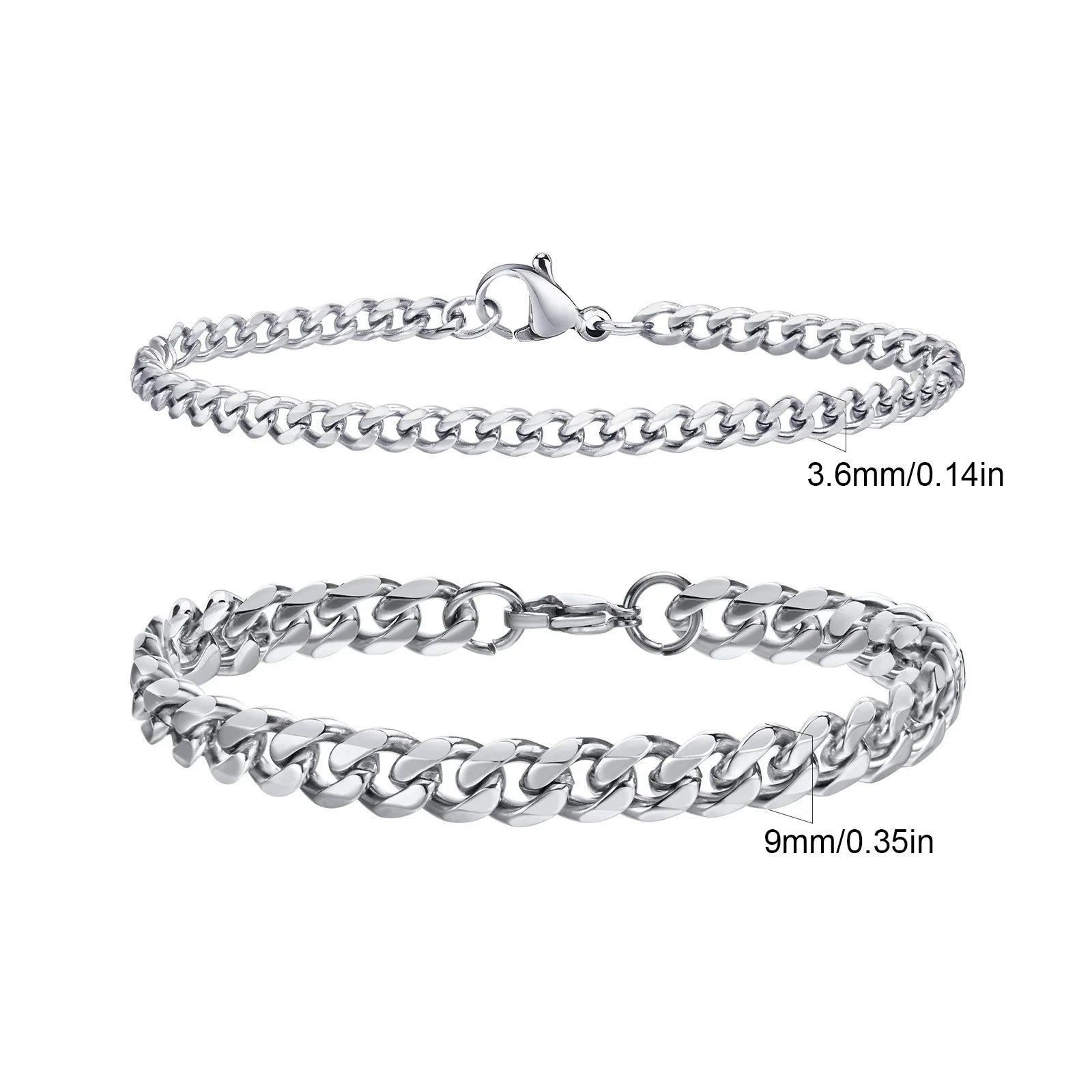 Men's Stainless Steel Chain Bracelets Set | 2pcs Silver Gold Black Twist Rope & Cuban Link