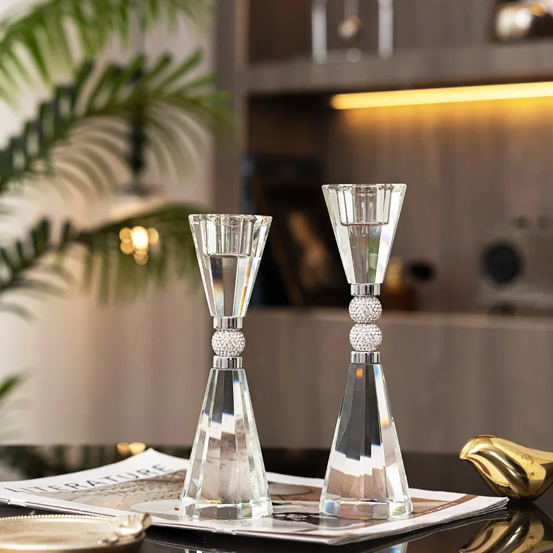 DecorBites™ Crystal Candle Holder Set for Romantic Dinner Table Decor