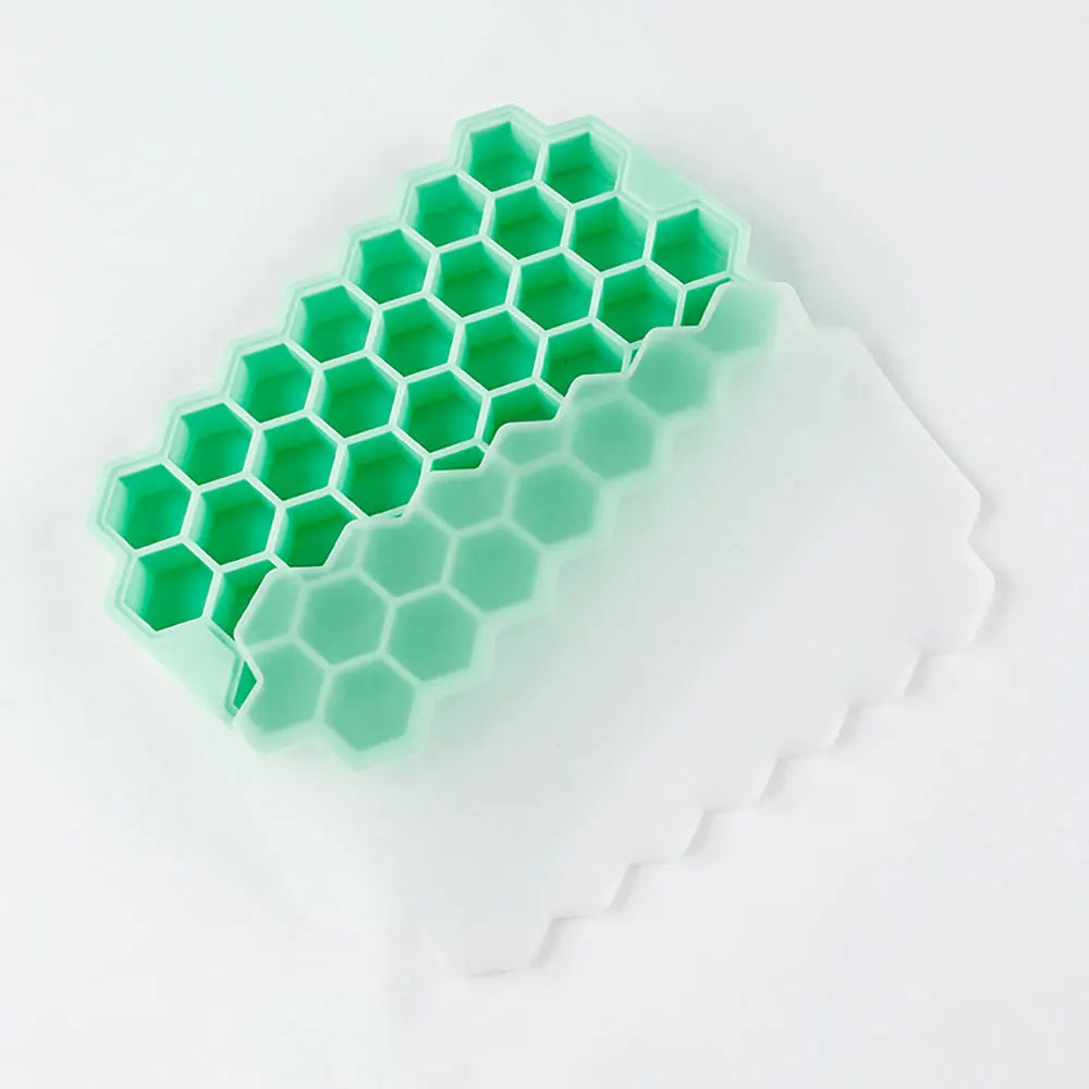 37 Grids Honeycomb Ice Cube Silicone Mold with Lid | Flexible Silicone Ice Tray for DIY Ice Making