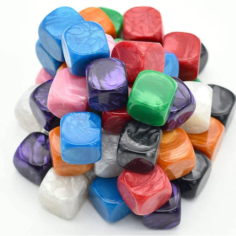 10pcs/set  Rounded Corner Dice Pearl Pattern Blank Glossy Dice DIY Game Accessories 16mm