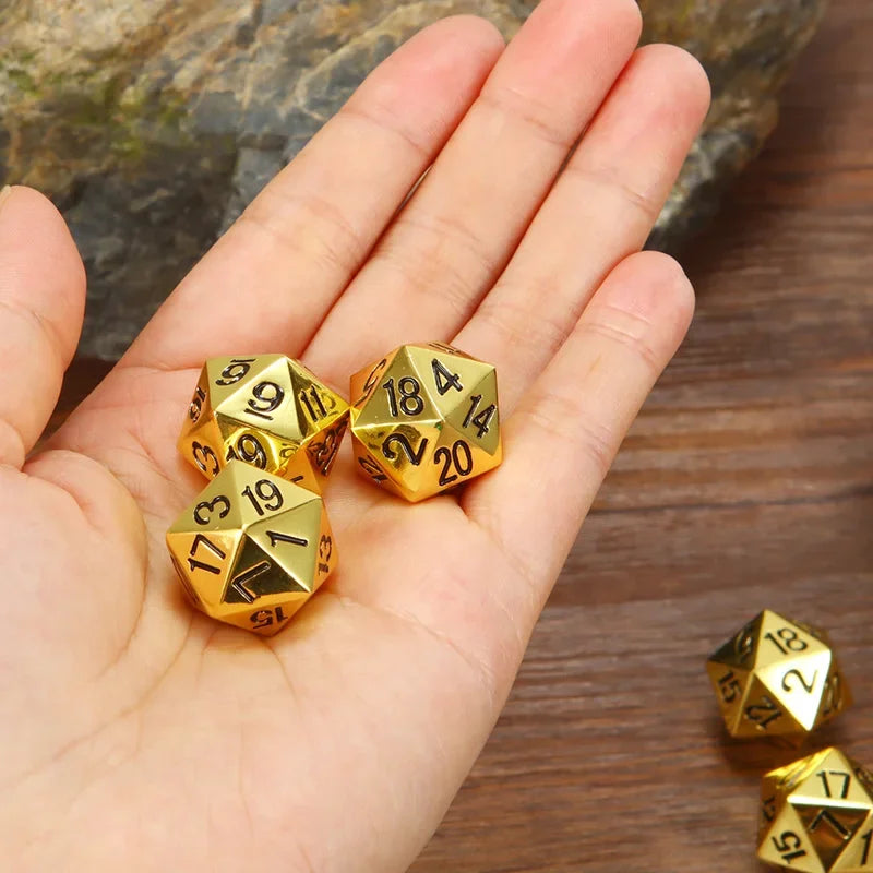 1 Piece 20 Sided Decider Golden/Bronze Metal Funny Dice Standard  Board Game Acessorios
