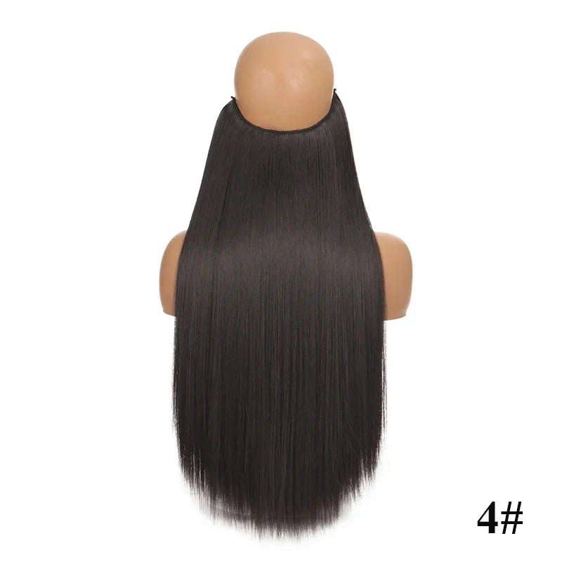 Fish line hair extension piece | 40cm 50cm 60cm straight and curly daily wear for women