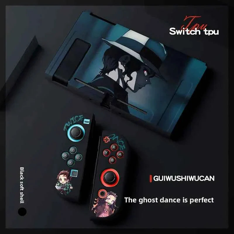 Demon Slayer Painted Relief Protective Case for Switch NS TPU Soft-shell Split Protective Case Creative Game Console Accessories
