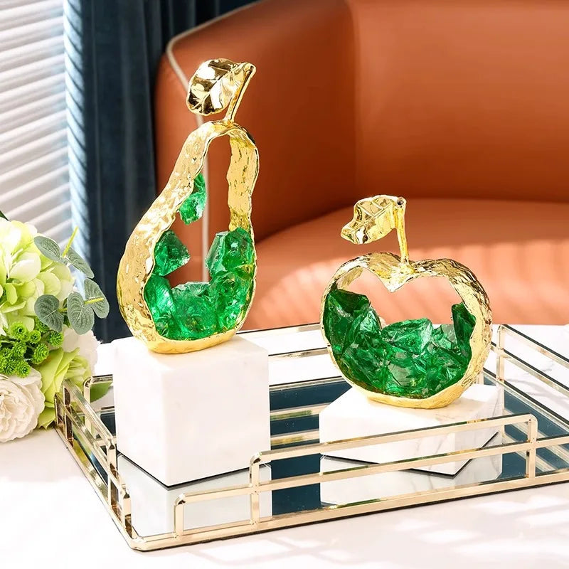 DecorBites™ Crystal Metal Fruit Sculpture Set Home Decoration