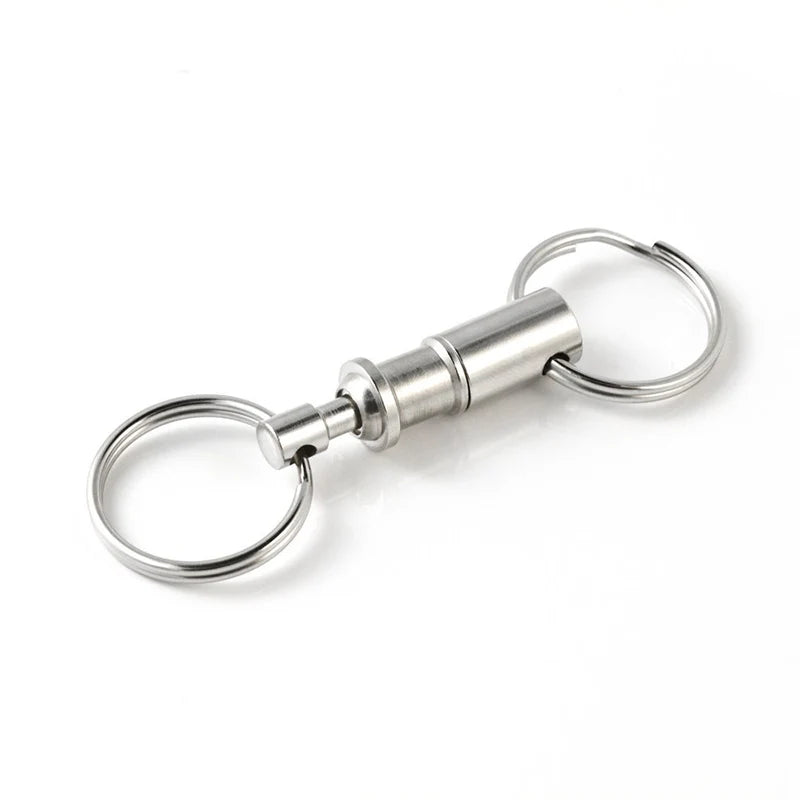 Detachable Key Ring with Snap Lock | Steel Chrome Keychain Holder