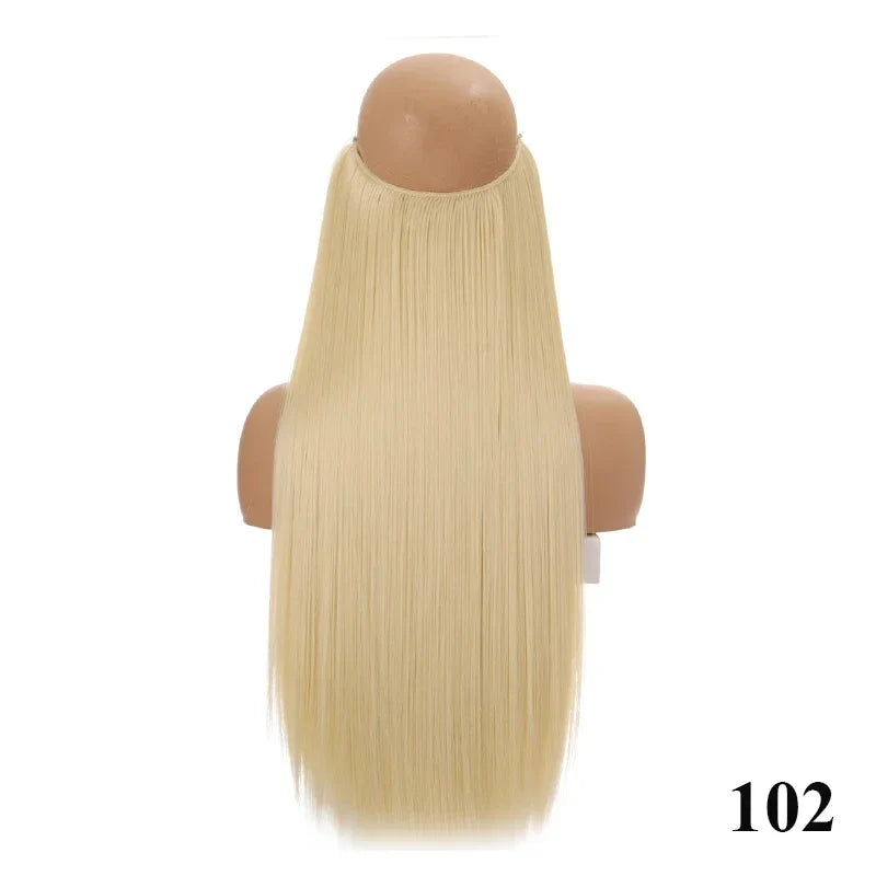 Fish line hair extension piece | 40cm 50cm 60cm straight and curly daily wear for women