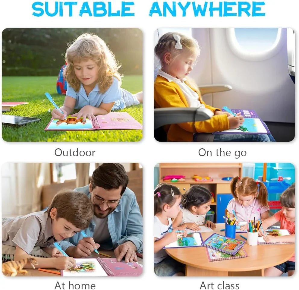 Reusable Water Drawing Book for Kids | Mess-Free Magic Coloring Pad