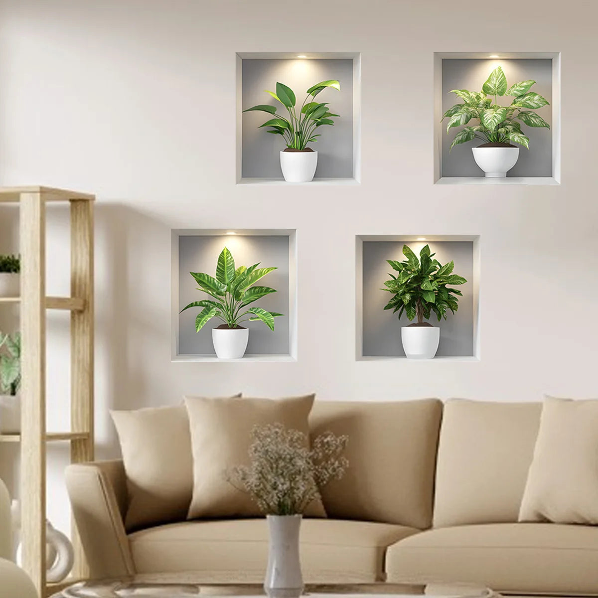 Green Plant Wall Stickers | Modern Home Decor Set