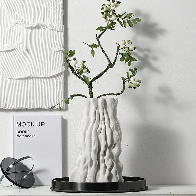 DecorBites™ Abstract Irregular Trunk Fold Ceramic Vase for Home Decor