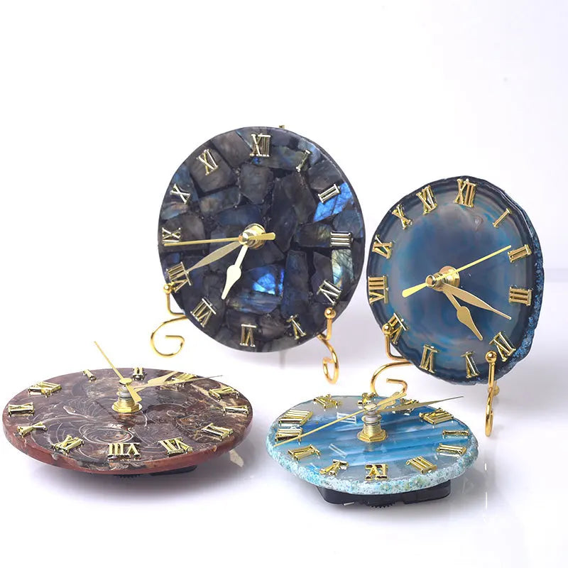 DecorBites™ Agate Stone Gold Digital Clock for Home Decoration