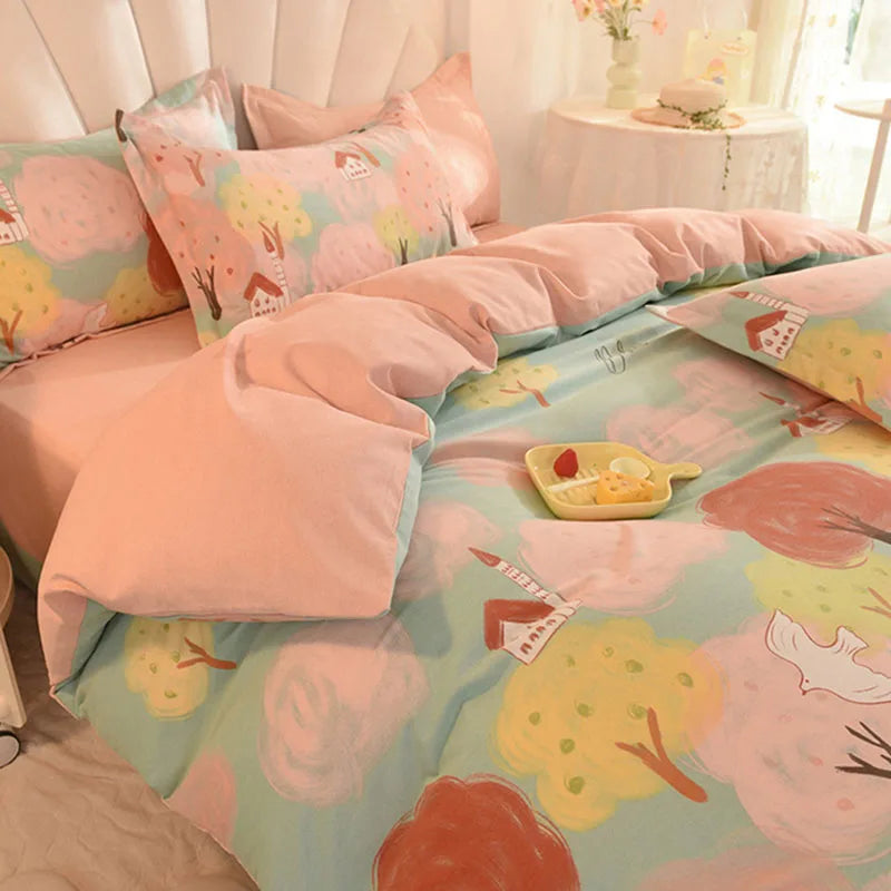 DecorBites™ Cotton Thickened Bedding Set - Single/Double Size, High Quality, Warm & Soft.