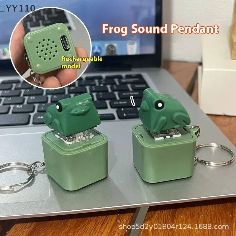 Croaking Frog Duck LED Keychain | Rechargeable Stress Relief Fidget Clicker