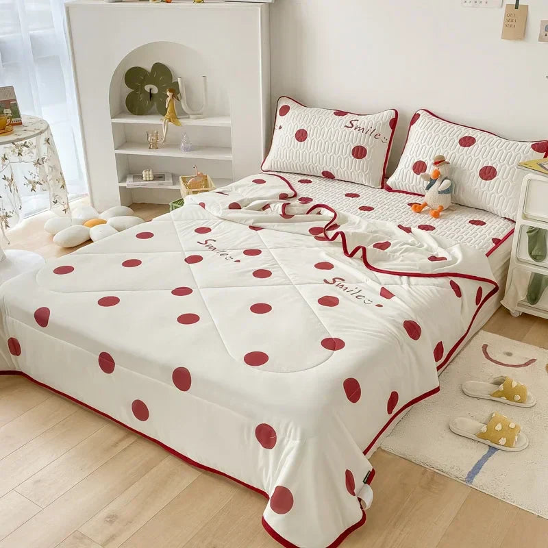 DecorBites™ Double-Sided Cool Comforter Set: Ice Silk Duvet, Fitted Sheet, Pillowcase