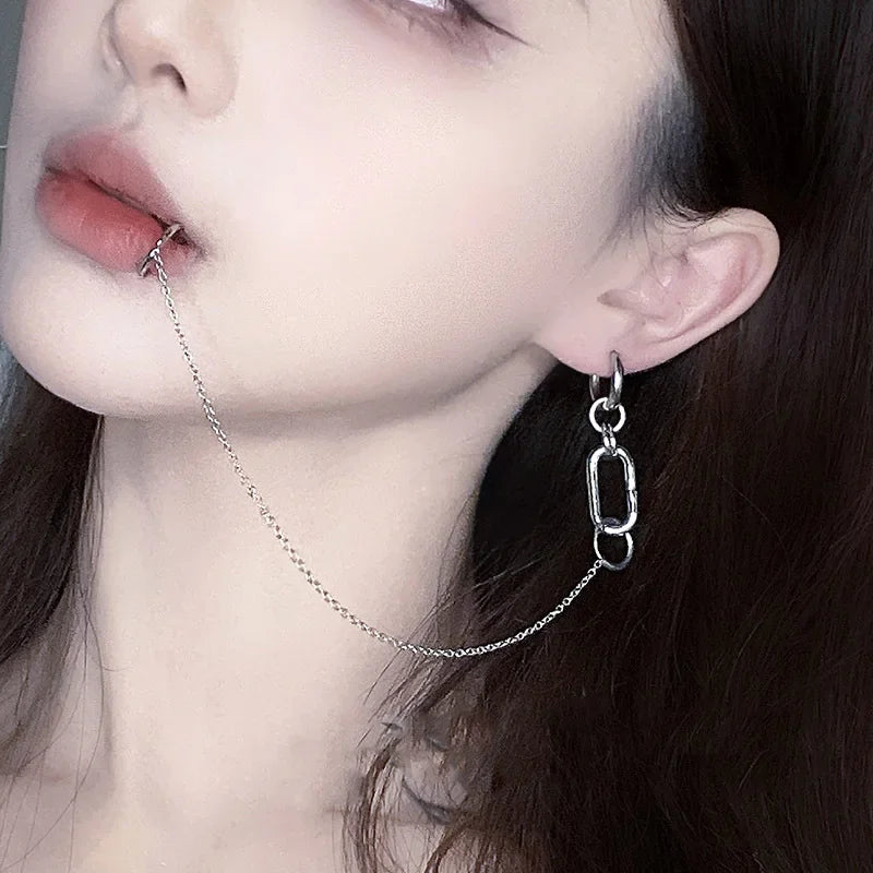 NANA Inspired Lip Piercing Set | Cosplay Punk Chain Earrings