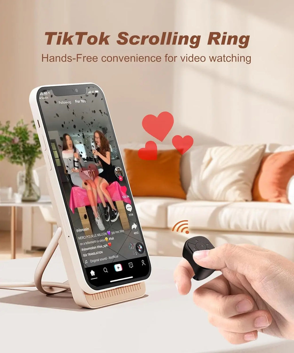 Bluetooth Scrolling Ring Remote | Wireless Camera Shutter and Media Control for iOS and Android