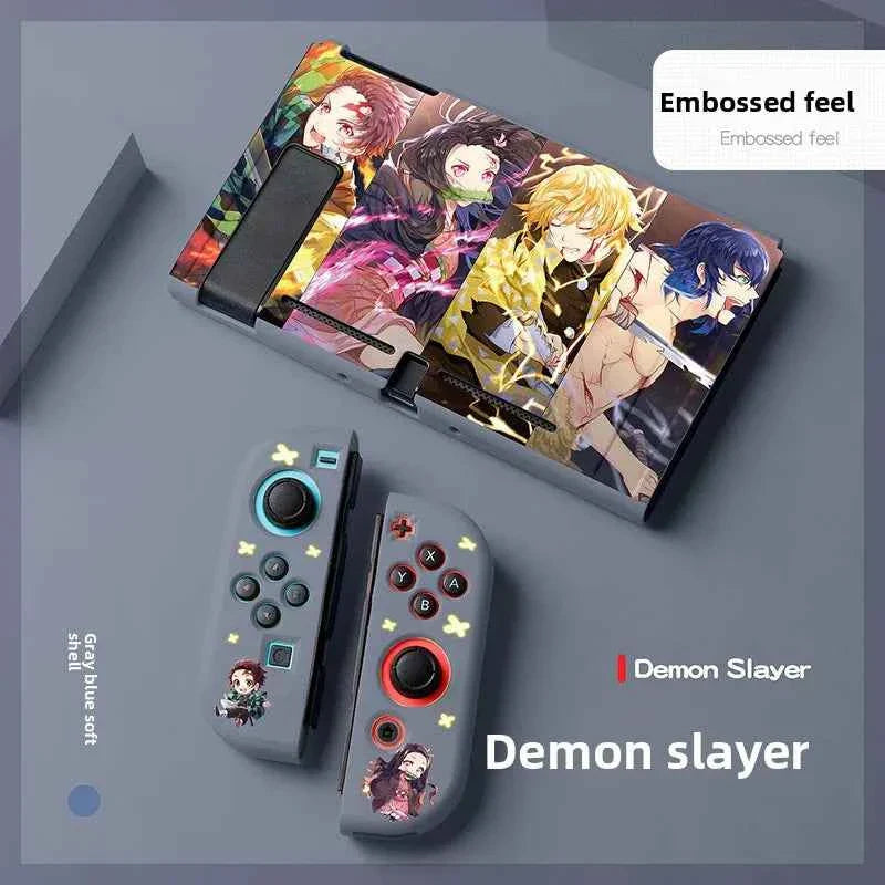 Demon Slayer Painted Relief Protective Case for Switch NS TPU Soft-shell Split Protective Case Creative Game Console Accessories