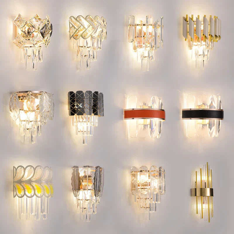 DecorBites™ Crystal Gold Stainless Steel LED Dimmable Wall Sconce
