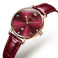 Women's Green Dial Slim Leather Strap Watch Gift