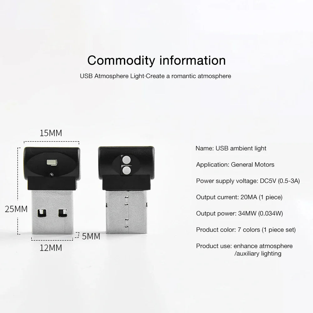Mini USB LED Car Light | Auto Interior Atmosphere Lamp