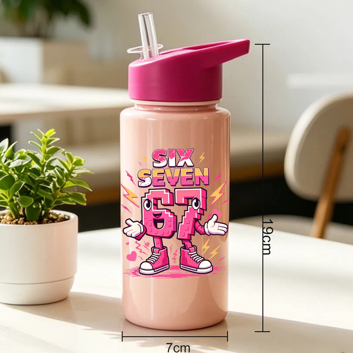 500ml 67 Printed Straw Cup | BPA Free Summer Water Bottle