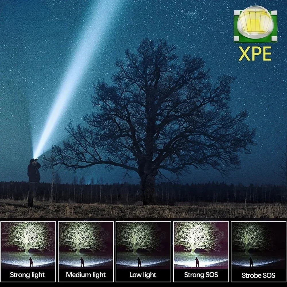 High Power LED Flashlight USB Rechargeable | Portable Zoomable Torch for Camping