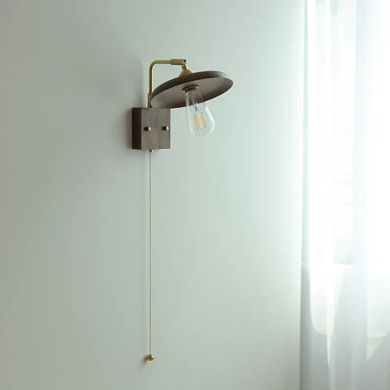 DecorBites™ Copper LED Wall Light Sconce Pull Chain Switch Rotatable Bedside Lamp